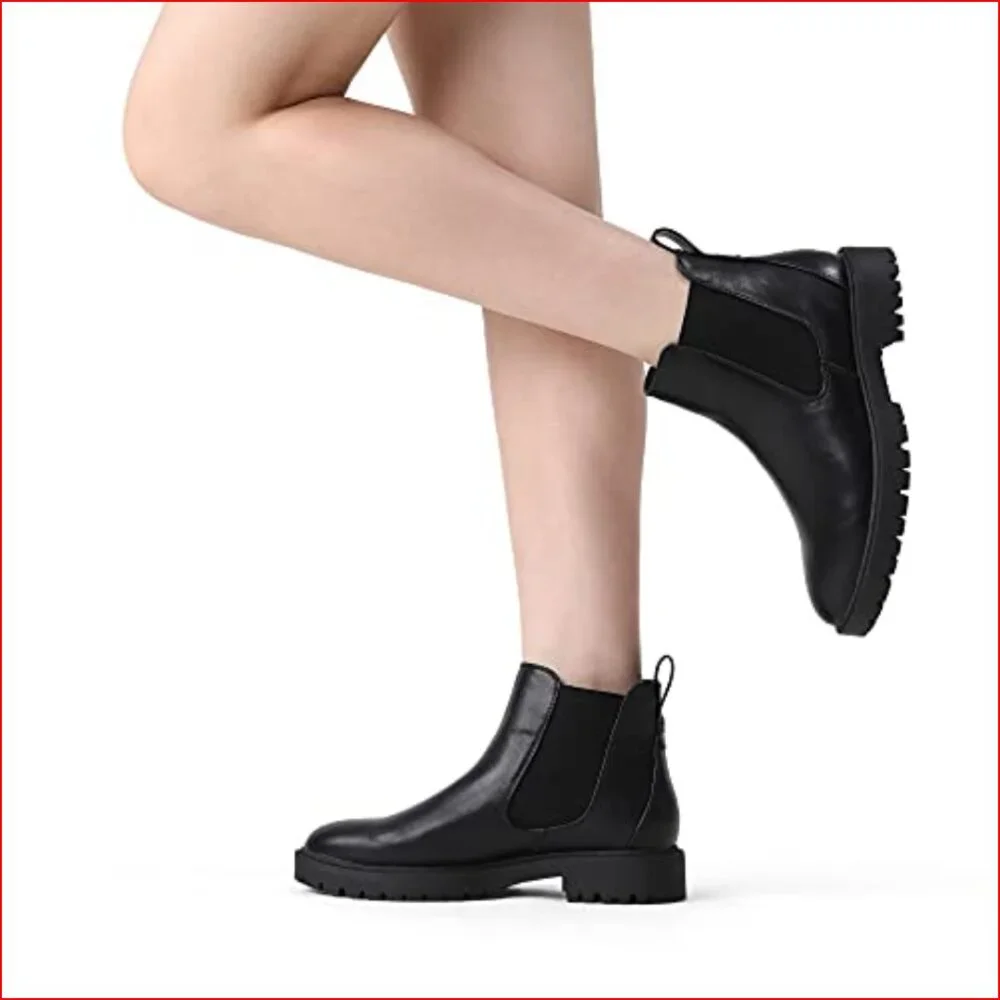 Women's Low Heel Chelsea Ankle Boots Slip On Elastic Polyurethane (PU) - Picture 2 of 7